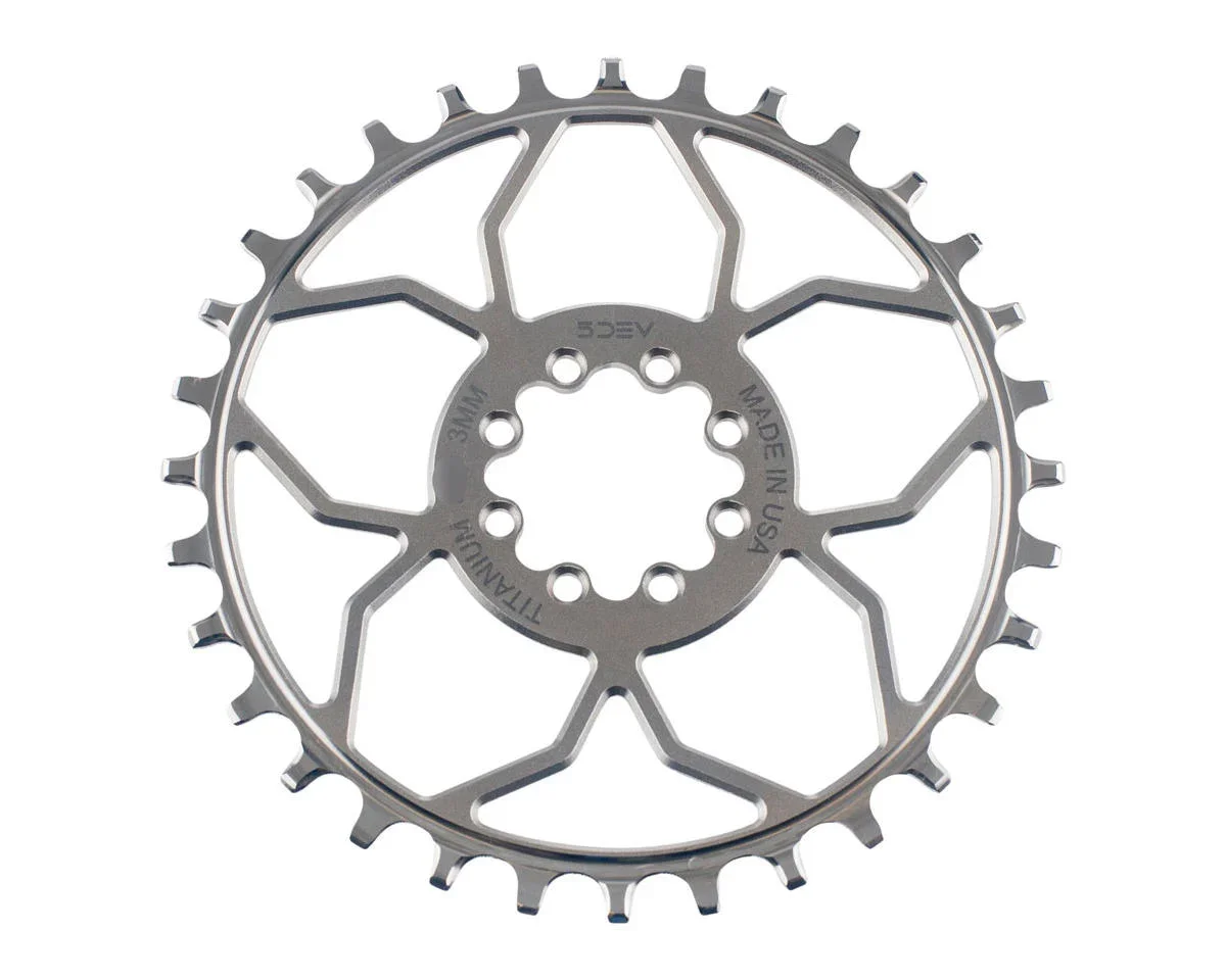 5Dev Titanium 8-Bolt Chainring (Raw/Silver) (3mm Offset) (32T)